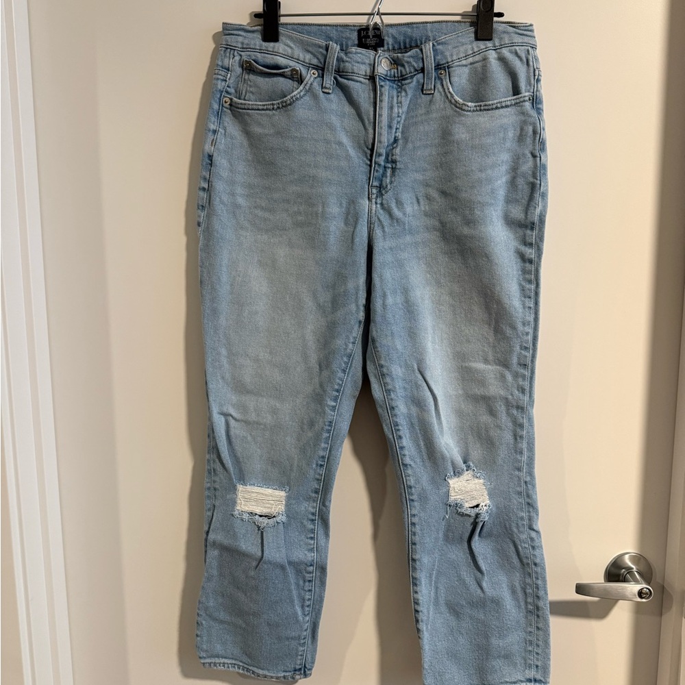 J. Crew Light Blue Cropped Distressed Jeans